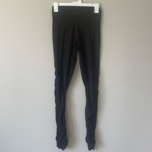 Fabletics black leggings with ruching detail down the legs